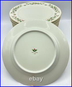 Holiday 24k Gold Trim 14 Dinner 10.5 Plate Christmas Holly Yuletide Berry China