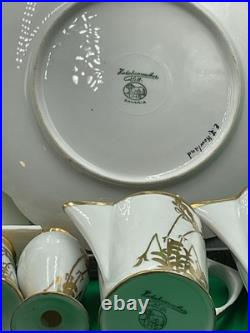 Hutschenreuther Selb Bavaria 24K Gold Encrusted China 11-Piece Set Hand-Paint