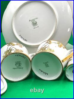 Hutschenreuther Selb Bavaria 24K Gold Encrusted China 11-Piece Set Hand-Paint