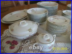 Hutschenreuther Selb Vtg Porcelain China Rose Pattern Dinnerware 54 Pieces
