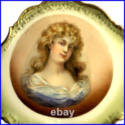 Imperial China Austria Portrait Celery Dish 1900-15 Gold Gilt Trim Antique