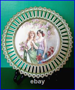 Imperial Crown China Austria Porcelain Reticulated Bowl with stand 9-1/2D
