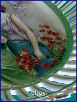 Imperial Crown China Austria Porcelain Reticulated Bowl with stand 9-1/2D