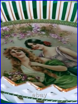 Imperial Crown China Austria Porcelain Reticulated Bowl with stand 9-1/2D