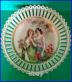 Imperial Crown China Austria Porcelain Reticulated Bowl with stand 9-1/2D