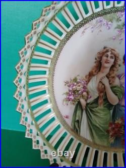 Imperial Crown China Austria Porcelain Reticulated Bowl with stand 9-1/2D