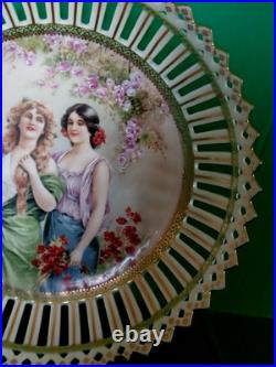 Imperial Crown China Austria Porcelain Reticulated Bowl with stand 9-1/2D