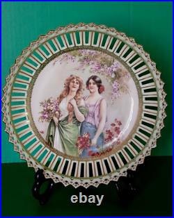 Imperial Crown China Austria Porcelain Reticulated Bowl with stand 9-1/2D