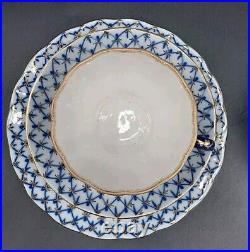 Imperial Lomonosov Porcelain, 22K Gold Cobalt Net Tea Set For 2, 10 Pcs