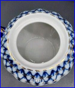 Imperial Lomonosov Porcelain, 22K Gold Cobalt Net Tea Set For 2, 10 Pcs