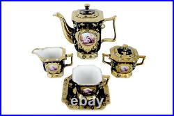 Imperial Porcelain Tea Set 17pc with 24K Gold'Second Date' Limoges China (Blue)