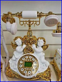 Italian Style Telephone Romany Cherub Angel Gold Ornament Ceramic House Phone