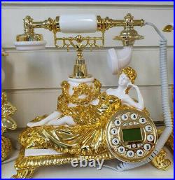 Italian Style Telephone Romany Gold Lady Ornament Ceramic House Phone