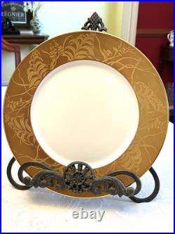 J Louis Coquet Khazard Limoges France 2 Plates 10 & 10.5 Painted Engraved