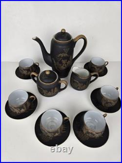 Japan China Porcelain Black withGold set 15 pieces