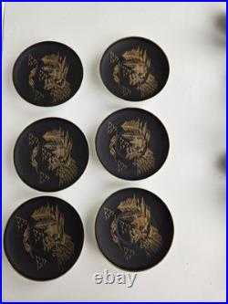 Japan China Porcelain Black withGold set 15 pieces