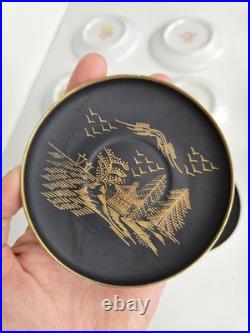 Japan China Porcelain Black withGold set 15 pieces