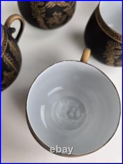 Japan China Porcelain Black withGold set 15 pieces