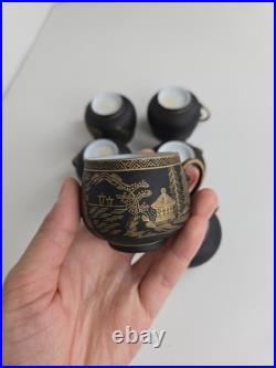 Japan China Porcelain Black withGold set 15 pieces