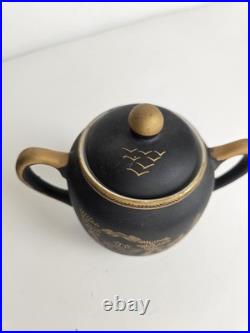 Japan China Porcelain Black withGold set 15 pieces