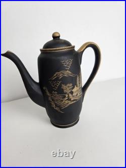 Japan China Porcelain Black withGold set 15 pieces