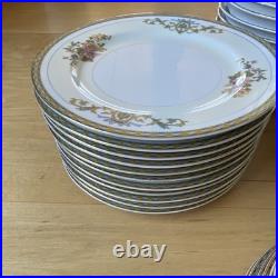 Japanese Porcelain Floral Gold Trim Dinner Set Plates Bowls Cups Saucers