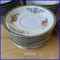 Japanese Porcelain Floral Gold Trim Dinner Set Plates Bowls Cups Saucers