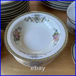 Japanese Porcelain Floral Gold Trim Dinner Set Plates Bowls Cups Saucers