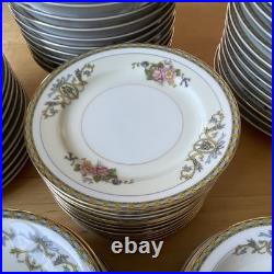 Japanese Porcelain Floral Gold Trim Dinner Set Plates Bowls Cups Saucers