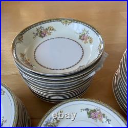 Japanese Porcelain Floral Gold Trim Dinner Set Plates Bowls Cups Saucers