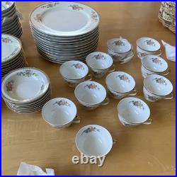 Japanese Porcelain Floral Gold Trim Dinner Set Plates Bowls Cups Saucers
