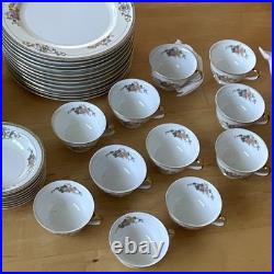 Japanese Porcelain Floral Gold Trim Dinner Set Plates Bowls Cups Saucers