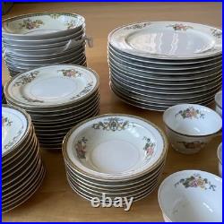 Japanese Porcelain Floral Gold Trim Dinner Set Plates Bowls Cups Saucers