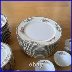 Japanese Porcelain Floral Gold Trim Dinner Set Plates Bowls Cups Saucers