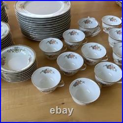 Japanese Porcelain Floral Gold Trim Dinner Set Plates Bowls Cups Saucers