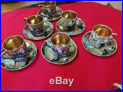 Japanese Satsuma Tea Set Samurai China Gold Lined Eggshell Porcelain Oriental