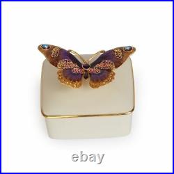 Jay Strongwater Porcelain Box Lilliana Butterfly 14k Gold