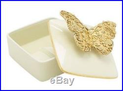 Jay Strongwater Porcelain Box Liz Gilded Butterfly 18k Gold