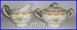 KO Japan Porcelain China Floral Gold Decorated Creamer & Sugar Mint