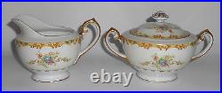 KO Japan Porcelain China Floral Gold Decorated Creamer & Sugar Mint