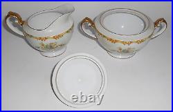 KO Japan Porcelain China Floral Gold Decorated Creamer & Sugar Mint
