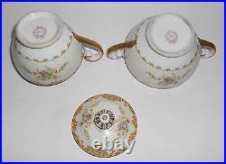 KO Japan Porcelain China Floral Gold Decorated Creamer & Sugar Mint