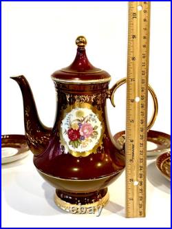 KPM German Porcelain Demitasse Coffee Tea Set Teapot Sugar Creamer 6 Cups Gilded