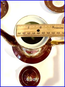 KPM German Porcelain Demitasse Coffee Tea Set Teapot Sugar Creamer 6 Cups Gilded