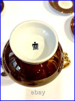 KPM German Porcelain Demitasse Coffee Tea Set Teapot Sugar Creamer 6 Cups Gilded