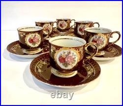KPM German Porcelain Demitasse Coffee Tea Set Teapot Sugar Creamer 6 Cups Gilded KPM German Porcelain Demitasse Coffee Tea Set Teapot Sugar Creamer 6 Cups Gilded