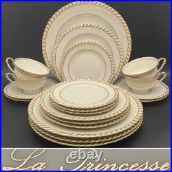 K&A Krautheim 24Kt Gold La Princesse 20pc for 4 Dinnerware 1949 Made in Germany