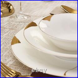 Karaca Gold Karat Bone China Dinnerware Set, 58-pc/12 persons Porcelain Plates