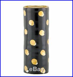 Kate Spade New York Sunset Street Cylinder Vase 10.5 Black/Gold Dot #844104 New