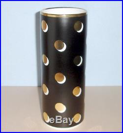Kate Spade New York Sunset Street Cylinder Vase 10.5 Black/Gold Dot #844104 New